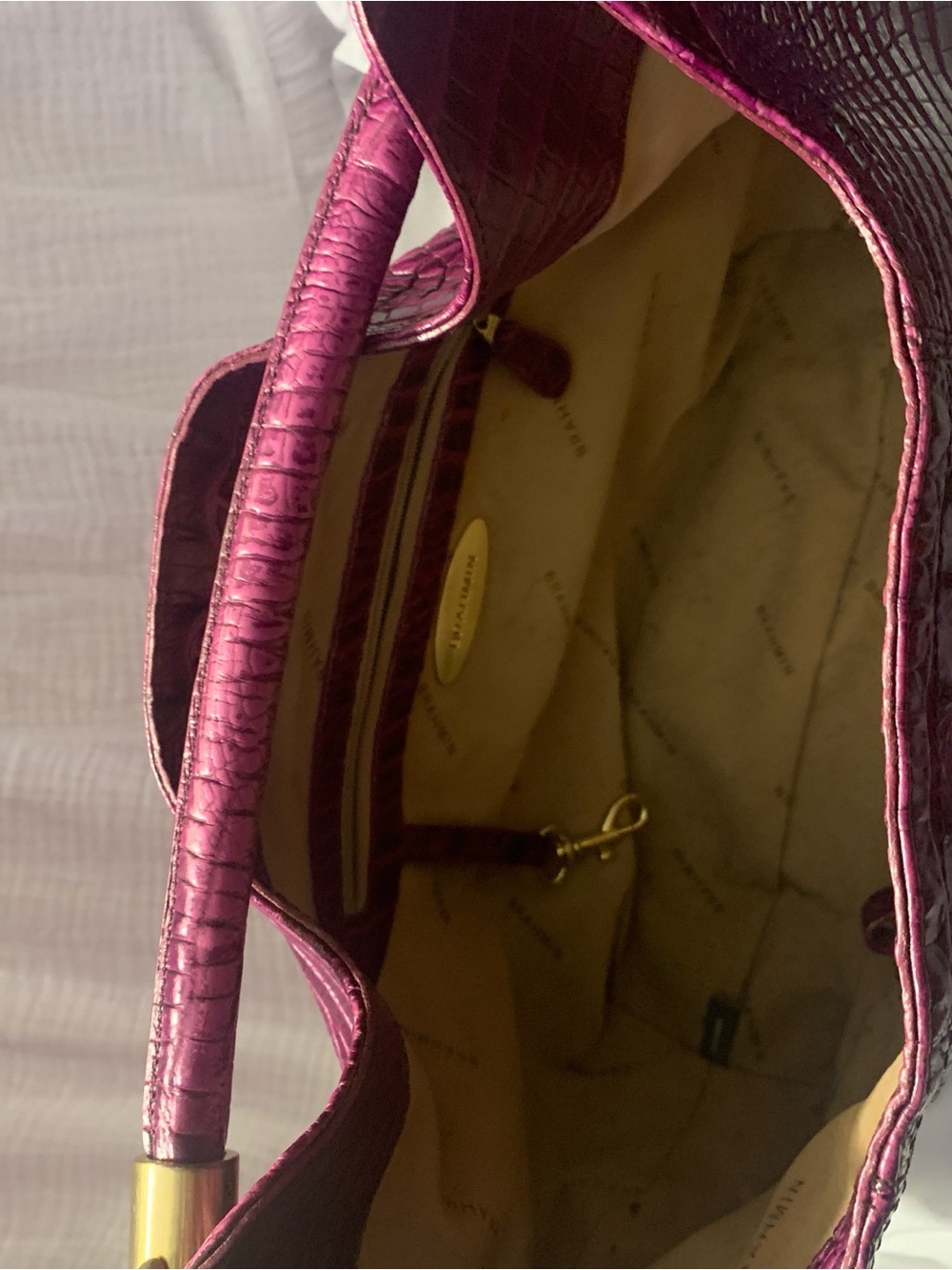 Brahmin Purple Croc-Embossed Leather Kathleen Hobo Shoulder Bag - Picture 8 of 10